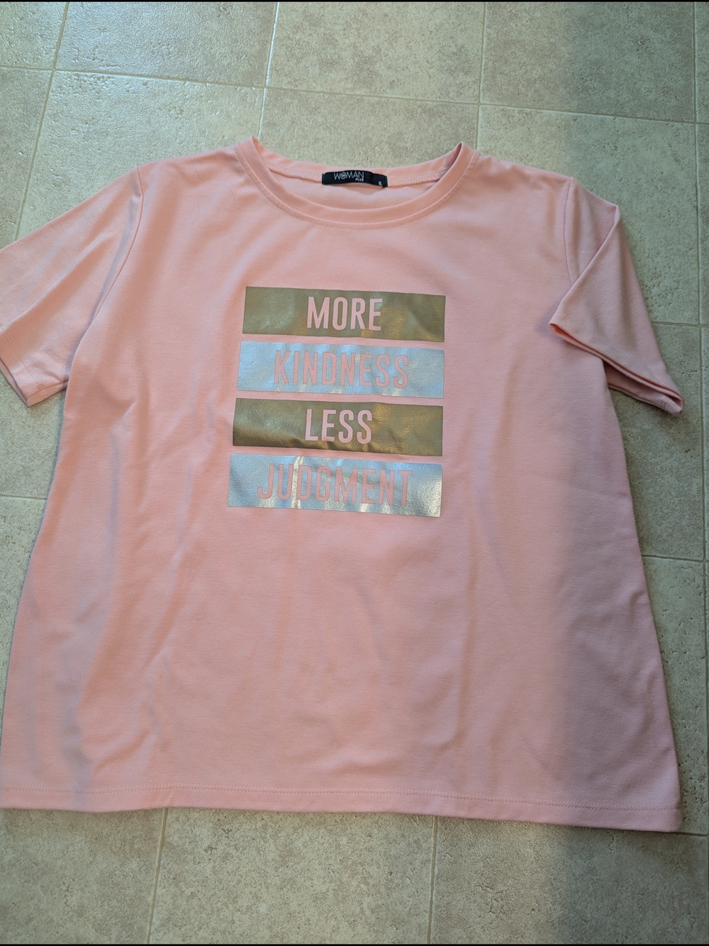Ladies Pink Graphic Tee with 'More Kindness Less Judgment'